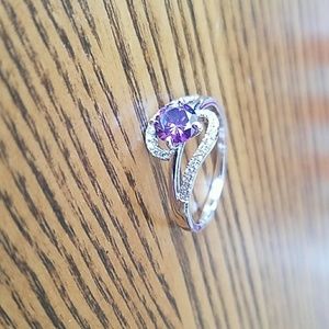 Purple center stone ring